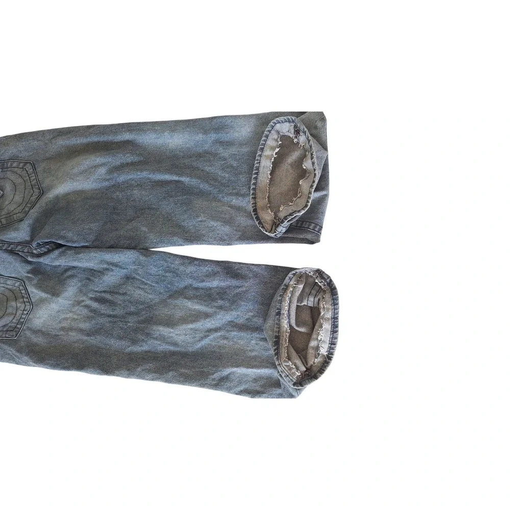 True Religion Vinny Ultra Baggy Jeans Blue Distressed Wide Leg Mens 28 x 29